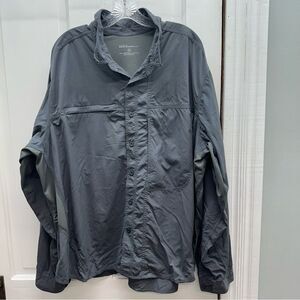 Eddie Bauer fishing shirt long sleeve button down grey men’s xxl